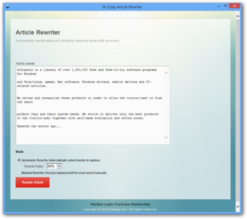 Dr Essay Article Rewriter screenshot