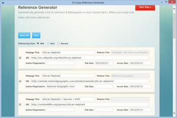Dr Essay Reference Generator screenshot 2