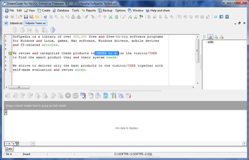 DreamCoder for MySQL Enterprise Freeware screenshot