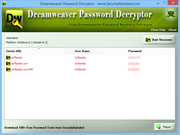 Dreamweaver Password Decryptor screenshot