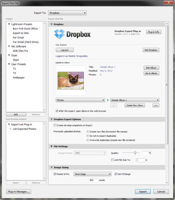 Dropbox for Lightroom screenshot