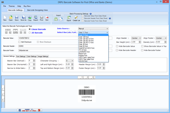 DRPU Barcode Software for Post Office and Banks screenshot