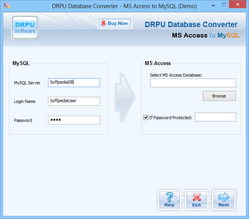 DRPU Database Converter - MS Access to MySQL screenshot