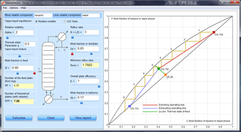 DTDF - Design of distillation columns using McCabe-Thiele method screenshot