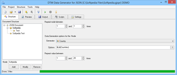 DTM Data Generator for JSON screenshot