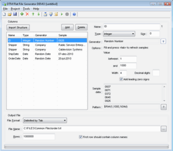 DTM Flat File Generator screenshot