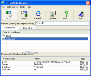 DTM ODBC Manager screenshot 2