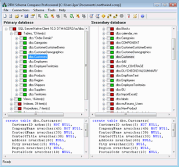 DTM Schema Comparer screenshot