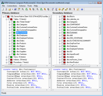 DTM Schema Comparer screenshot 2