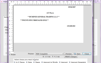 Dumisoft Cheque Writing screenshot