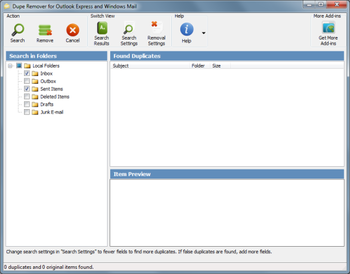 Dupe Remover for Outlook Express screenshot
