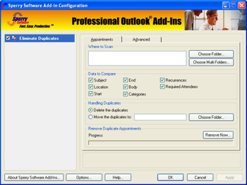 Duplicate Appointments Eliminator for Outlook 2003/Outlook 2002/Outlook 2000 screenshot