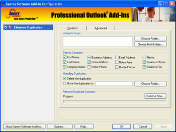 Duplicate Contacts Eliminator for Outlook 2003/Outlook 2002/Outlook 2000 screenshot