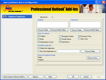 Duplicate Email Eliminator for Outlook 2003/Outlook 2002/Outlook 2000 screenshot