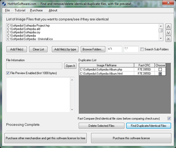 Duplicate File Finder Utility to Find Identical or Same Files and Remove Duplicates screenshot