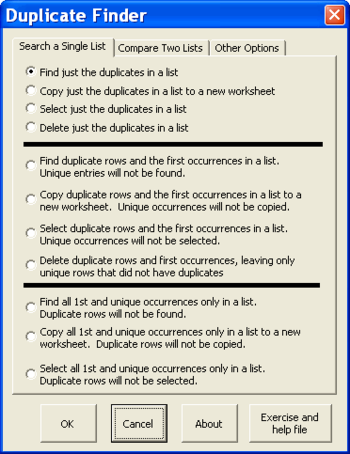 Duplicate Finder and Deleter for Microsoft Excel screenshot