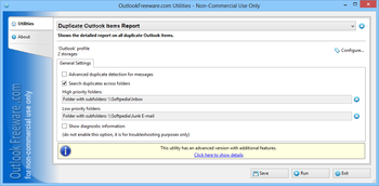 Duplicate Outlook Items Report screenshot