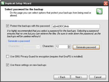 Duplicati screenshot