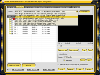 DVD to iPod 3GP iPhone Zune PSP PPC MP4 MP3 Ripper screenshot 3