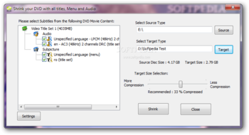 DVDShrink screenshot 2