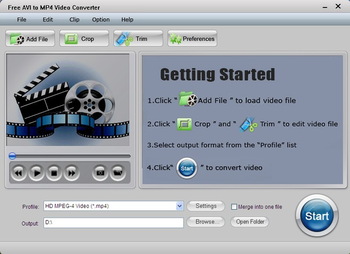 DVDVideoMedia Free AVI to MP4 Converter screenshot