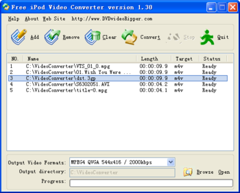 DVDvideoRipper Free iPod Video Converter screenshot