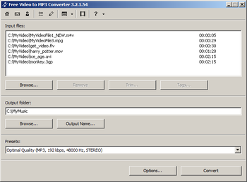 DVDVideoSoft Free Video to MP3 Converter screenshot