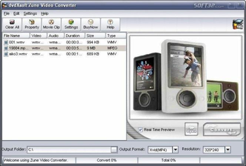 dvdXsoft Zune Video Converter screenshot 2