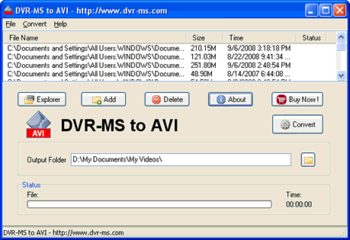 DVR-MS to AVI screenshot