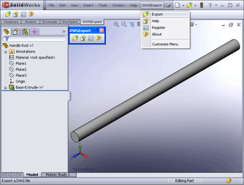 DWG Export for SolidWorks screenshot