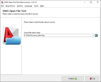 DWG Open File Tool screenshot
