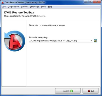 DWG Restore Toolbox screenshot