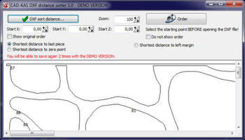 DXF Distance Sorter screenshot