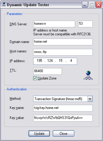 Dynamic Update Tester screenshot