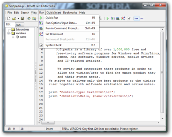 DzSoft Perl Editor screenshot 2