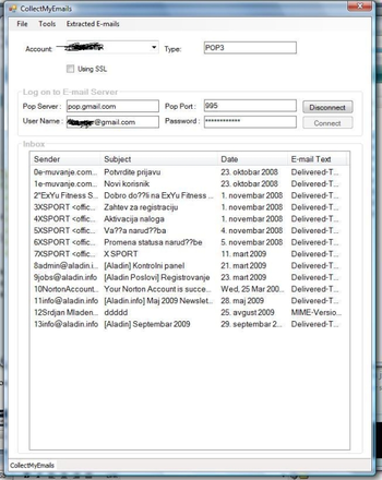 E-mail Addresses Extractor screenshot