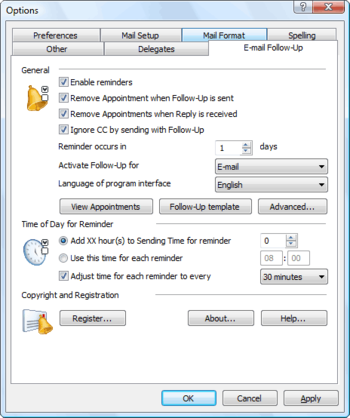 E-mail Follow-Up screenshot