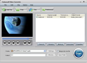 Eahoosoft Video Converter screenshot