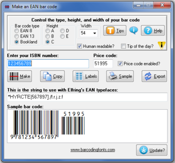 EAN Bar Codes screenshot