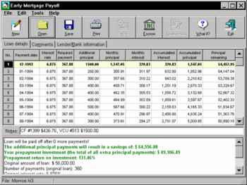 Early Mortgage Payoff screenshot