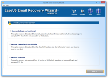 EaseUS Email Recovery Wizard screenshot