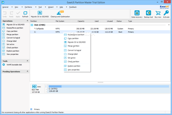 EASEUS Partition Master Professional screenshot