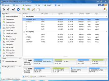 EaseUS Partition Master Professional screenshot