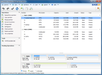 EaseUS Partition Master Server Edition screenshot