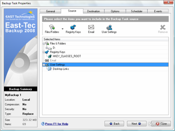 East-Tec Backup 2009 screenshot 4