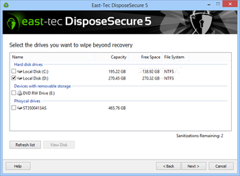 East-Tec DisposeSecure screenshot 2