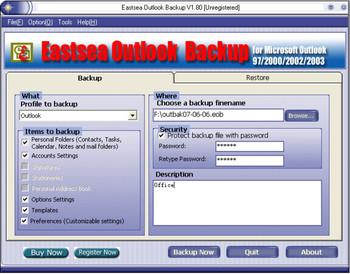 Eastsea Outlook Backup screenshot 2