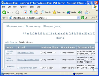 Easy Address Book Web Server screenshot 2