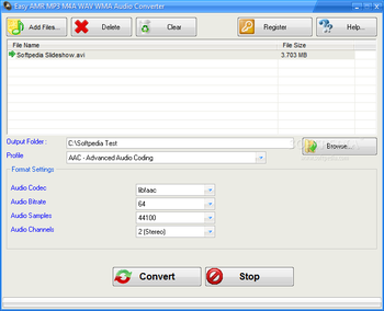 Easy AMR MP3 M4A WAV WMA Audio Converter screenshot