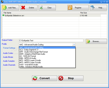 Easy AMR MP3 M4A WAV WMA Audio Converter screenshot 2